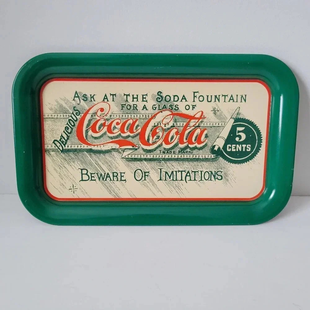 Coca Cola Coke Tin Serving Tray Soda Fountain VTG
